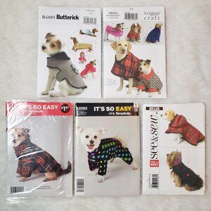 5 NEW Uncut Butterick Vogue Simplicity Dog Winter Coat Clothes Sewing Patterns